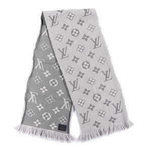 Louis Vuitton Grey Logomania Monogram Pearl Logo Lv Silk Wool Shawl Scarf/Wrap